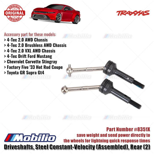 Traxxas Bagian #8351X Poros Penggerak Belakang Baja Kecepatan Konstan (Terpasang) Sasis 4-Tec