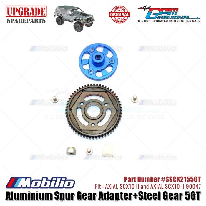 GPM Part #SSCX21556T Aluminium Spur Gear Adapter and Steel Gear 56T RC Upgrade Axial SCX10 II Crawler Adventure