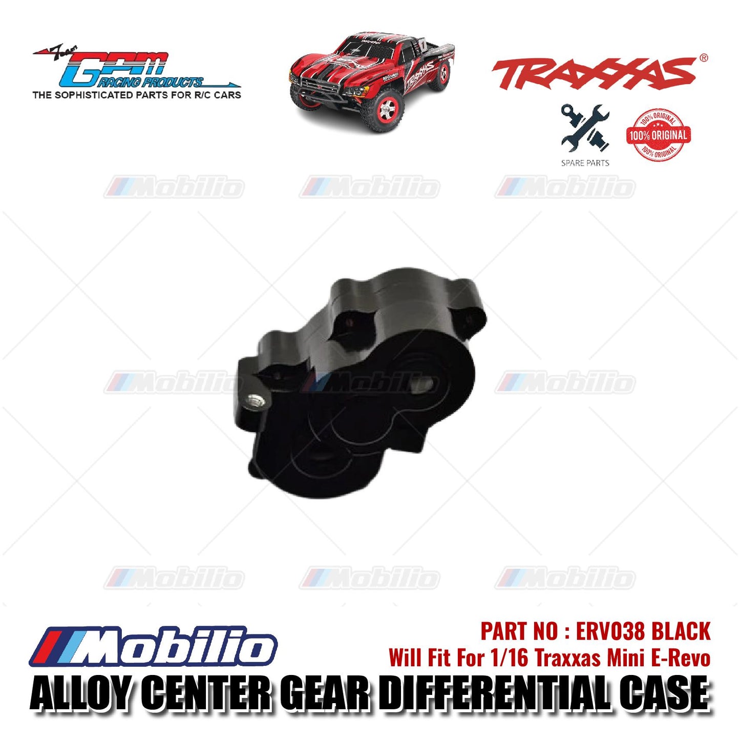 GPM Part #ERV038 Alloy Center Gear Differential Case for Traxxas 1:16 Mini E-Revo