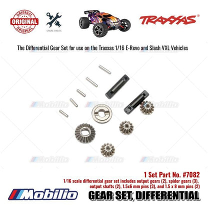 Traxxas Part #7082 Gear Set Differential (output gears (2)/ spider gears (3))/ differential output shafts (2)/ 1.5x6mm pin (3)/ 1.5x8mm pin (2) for RC 1/16 E-Revo 1/16 Slash 1/16 Summit