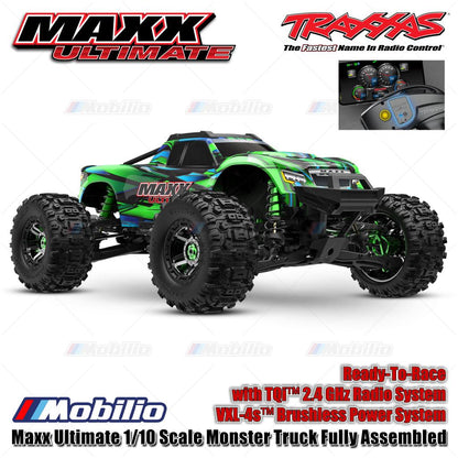 Traxxas 89087-4 Maxx Ultimate Truk Monster Skala 1/10 Rakitan Lengkap RTR Siap Balap RC dengan Sistem Radio TQi 2.4 GHz dan Sistem Tenaga Brushless VXL-4S