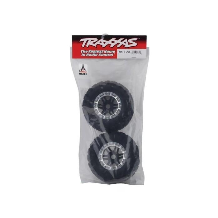 Traxxas Part #8972X Tires & Wheels Assembled Glued Foam Inserts 2 Pcs 17mm Splined TSM Rated for RC Maxx Monster Truck