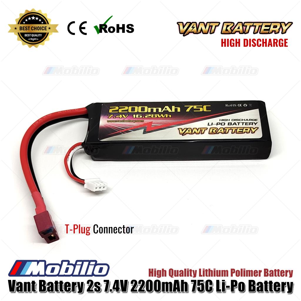 Vant Battery 2S 7.4V 2200 mAh 75 C Lithium Polymer Soft Case Battery