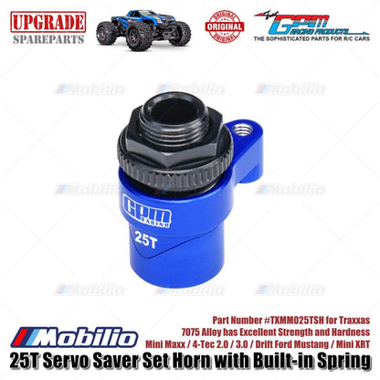 GPM Part #TXMM025TSH 7075 Alloy 25T Servo Saver Set Horn with Built-in Spring for RC Traxxas Mini Maxx / 4-tec 2.0 / 3.0 / Drift Ford Mustang / Mini XRT