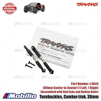 Traxxas Part #3644 Camber Link Turnbuckles 39mm for Trackside Adjustment Assembled with Rod Ends and Hollow Balls Ford Raptor Slash Hoss Rustler