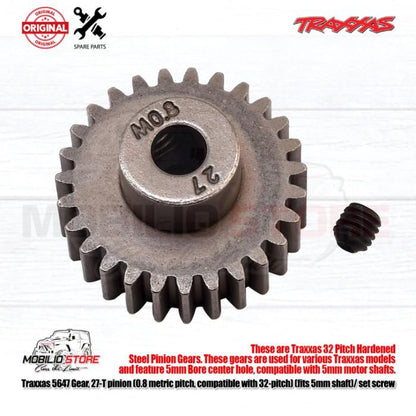 Traxxas Part #5647 Gear, 27T Pinion 32-pitch 5mm shaft for Traxxas Part UDR