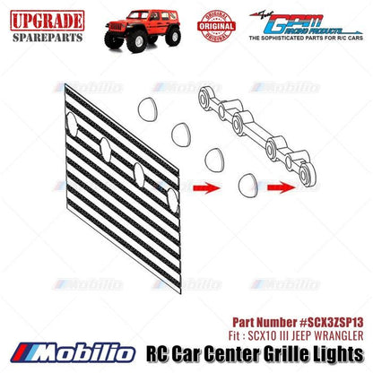 GPM Part #SCX3ZSP13 RC Car Center Grille Lights Decoration Axial SCX10 III Jeep Wrangler Led  Remote Control
