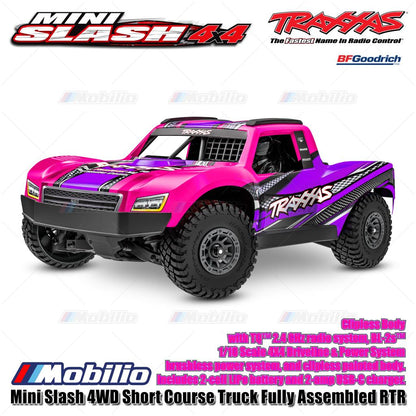 Traxxas 108164-1 Mini Slash 4WD Short Course Truck Rakitan Lengkap RTR Body Tanpa Klip Sistem Tenaga Brushless TQ 2.4GHz BL-2S