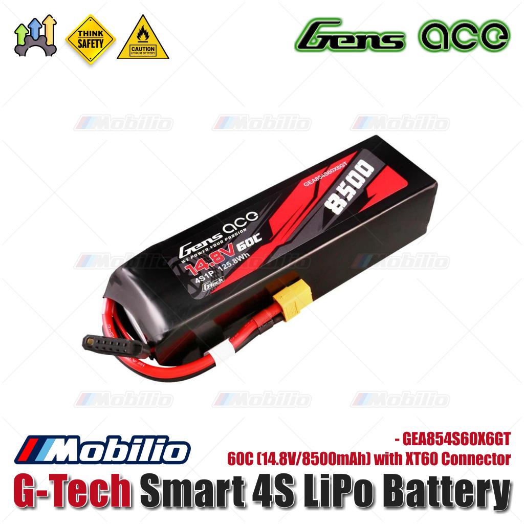 Baterai LiPo Gens Ace G-Tech Smart 4S 60C (14.8V/8500mAh) dengan Konektor XT60 - GEA85004S60X6