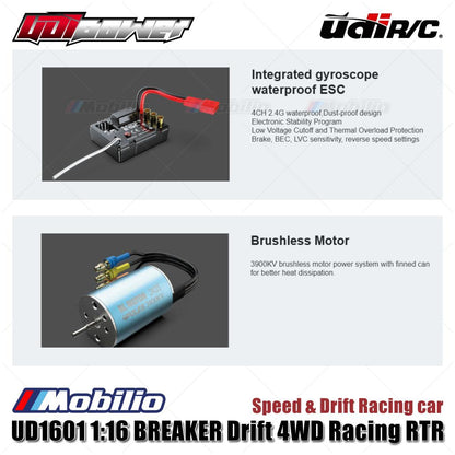 UDIR/C UD1601 Brushed UD1601-PRO Brushless Breaker 4WD 1:16 RTR Speed & Drift Racing RC Car