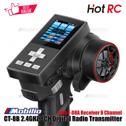 HotRC CT-8B 2.4GHZ 8CH Digital Radio Transmitter with F-08A Receiver 8 Channel for RC Car Boat Tank