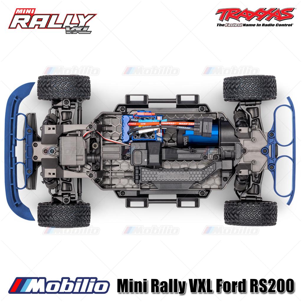 Traxxas 108046-1 Mini Rally VXL Ford RS200 Sistem Tenaga Brushless Bodi Tanpa Klip Rakitan Lengkap RTR dengan Sistem Radio TQi 2.4 GHz TSM