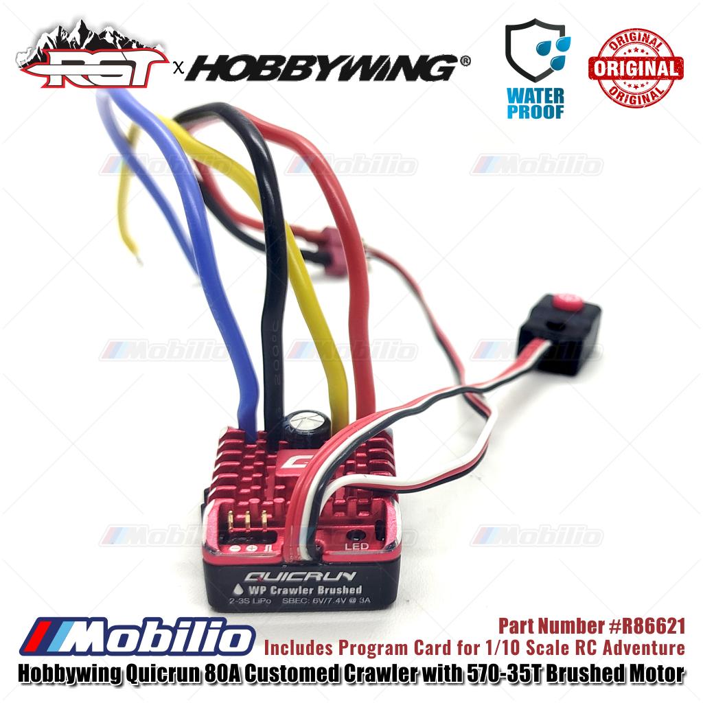 RGT Part #R86621 Hobbywing Quicrun 80A Customed Crawler Power KIT dengan Kombo Motor Brushed 570-35T RC Elektronik 1/10 Petualangan