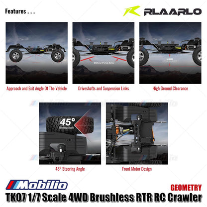 Rlaarlo TK07 Skala 1/7 4WD Brushless RTR 2.4GHz RC Crawler Adventure Off-Road Remote Control