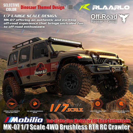 Rlaarlo MK-07 Skala 1/7 4WD Brushless RTR 2.4GHz RC Crawler Desain Bertema Dinosaurus yang Dilukis Tangan, Petualangan, Kendali Jarak Jauh