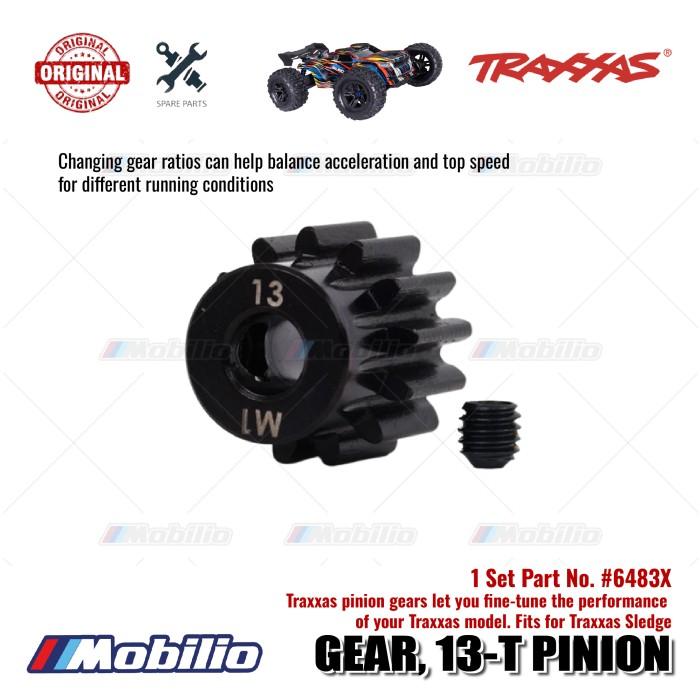 Traxxas Part #6483X 13-tooth pinion gear (1.0 metric pitch) fits 5 mm motor shafts and includes set screw for RC Sledge