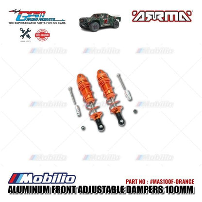 GPM Part #MAS100F Aluminum Front Adjustable Dampers 100mm Arrma Senton 6S BLX Short Course