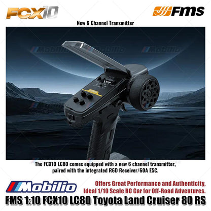 Mobil RC FMS 1:10 FCX10 LC80 Toyota Land Cruiser 80 RS untuk Petualangan Off-Road Crawler