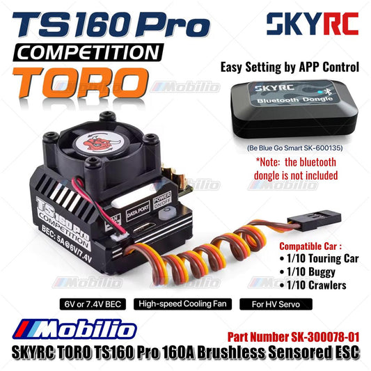 SKYRC TORO TS160 Pro 160A Brushless Sensored ESC SK-300078-01 for RC 1/10 Scale Touring Car Buggy Crawlers