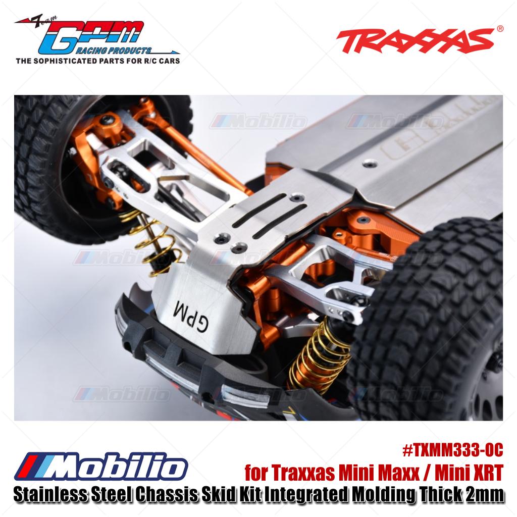 GPM Part #TXMM333-OC Stainless Steel Chassis Skid Kit Integrated Molding Thick 2mm for Traxxas Mini Maxx / Mini XRT Upgrade