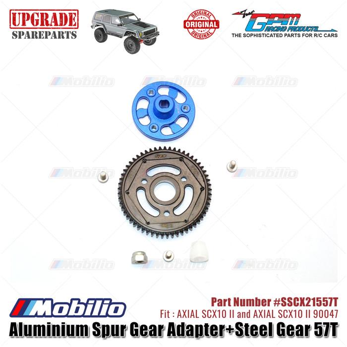 GPM Part #SSCX21557T Aluminium Spur Gear Adapter and Steel Gear 57T RC Upgrade Axial SCX10 II Crawler Adventure