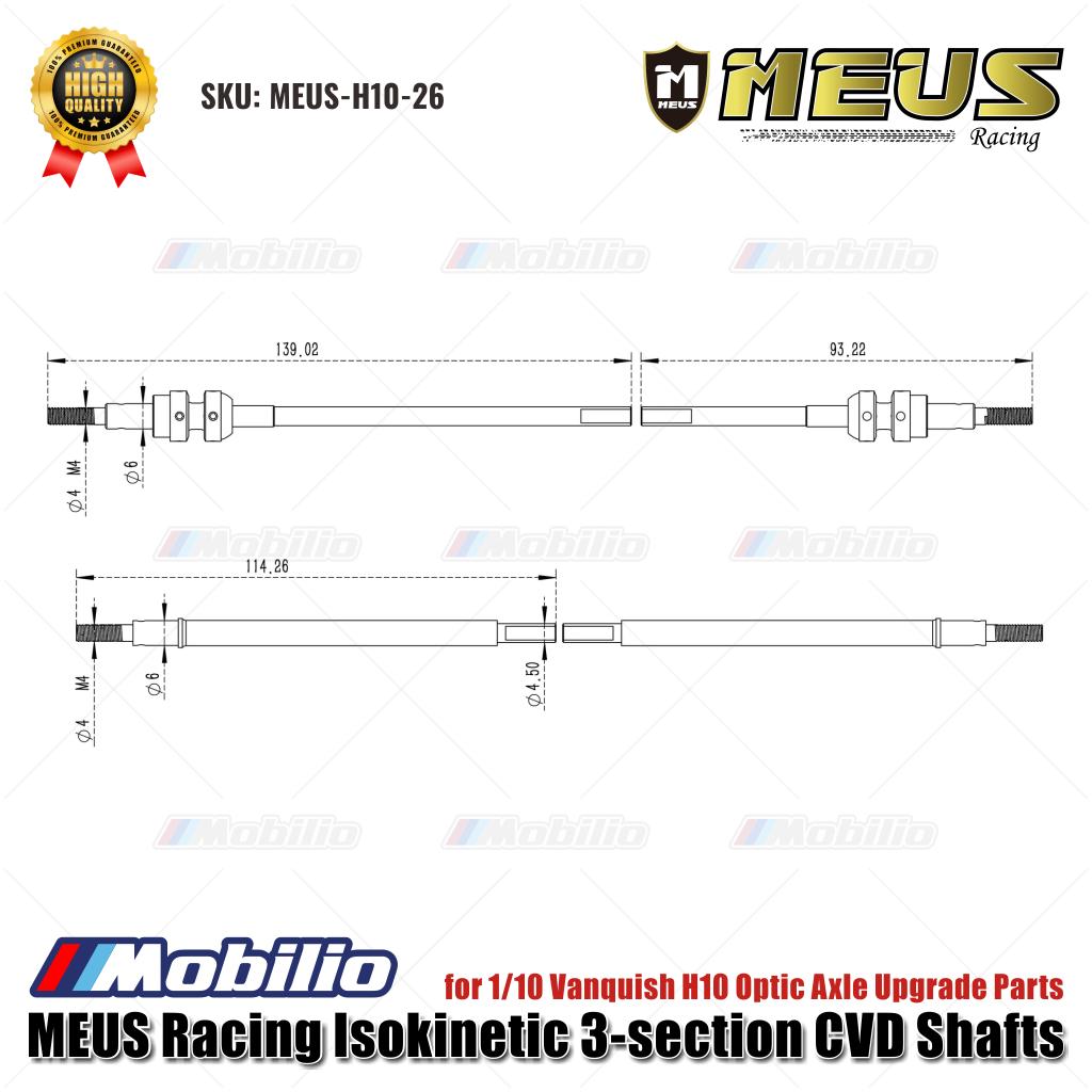 Poros CVD Isokinetik 3-bagian MEUS Racing MEUS-H10-26 untuk Suku Cadang Peningkatan As Optik Vanquish H10 1/10