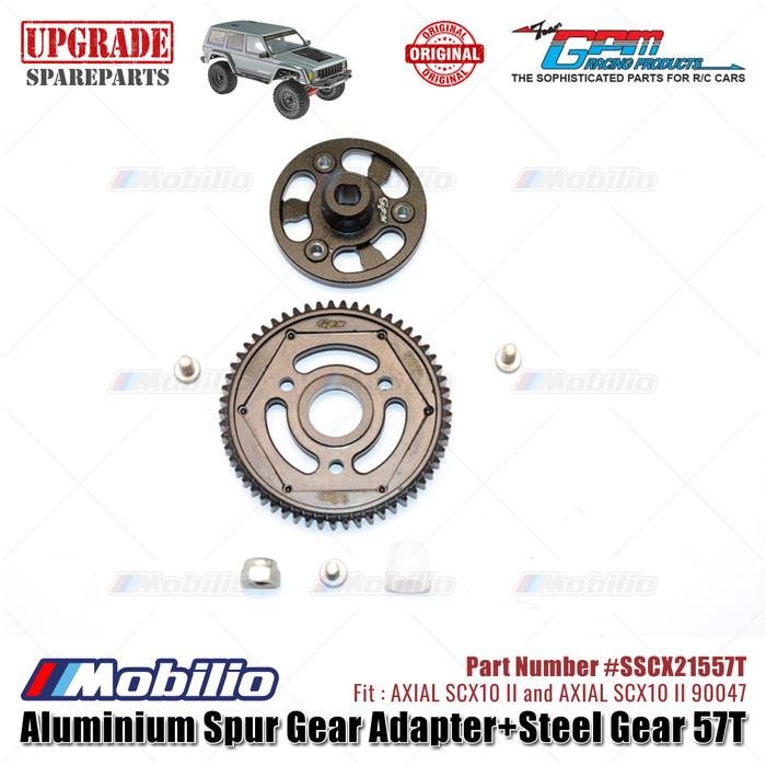 GPM Part #SSCX21557T Aluminium Spur Gear Adapter and Steel Gear 57T RC Upgrade Axial SCX10 II Crawler Adventure