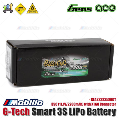 Gens Ace G-Tech Smart 3S Lipo Baterai 35C (11.1V/2200mAh) dengan Konektor XT60 - GEA22003S35X6