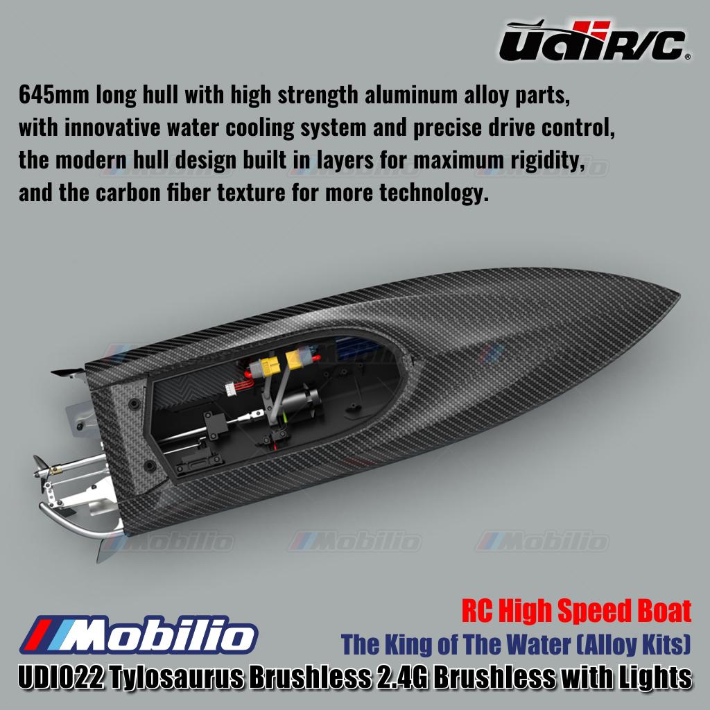 UDIR/C UDI022 Tylosaurus The King of The Water (Alloy Kits) 2.4G Brushless with Lights RC High Speed Boat RTR