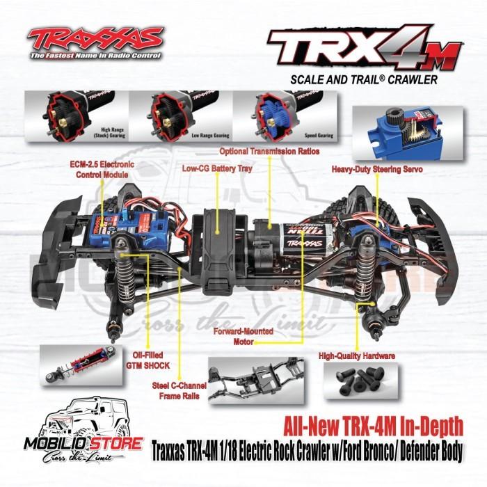 Traxxas 97074-1 TRX-4M 1/18 Electric Mini Crawler dengan Bodi Ford Bronco Tanpa Klip