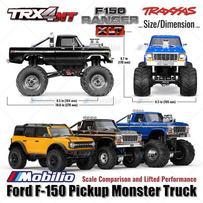 Traxxas 98044-1 TRX-4MT Ford F-150 Ranger XLT Pickup Monster Truck Bigfoot Skala 1/18 4X4 RTR Rakitan Lengkap Tahan Air TRX4MT Tanpa Klip