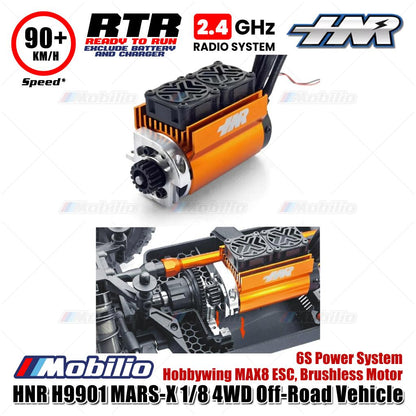 HNR H9901 MARS-X 1/8 4WD Off-Road Vehicle RC 6S Power System Hobbywing MAX8 ESC Brushless Motor RTR Remote Control
