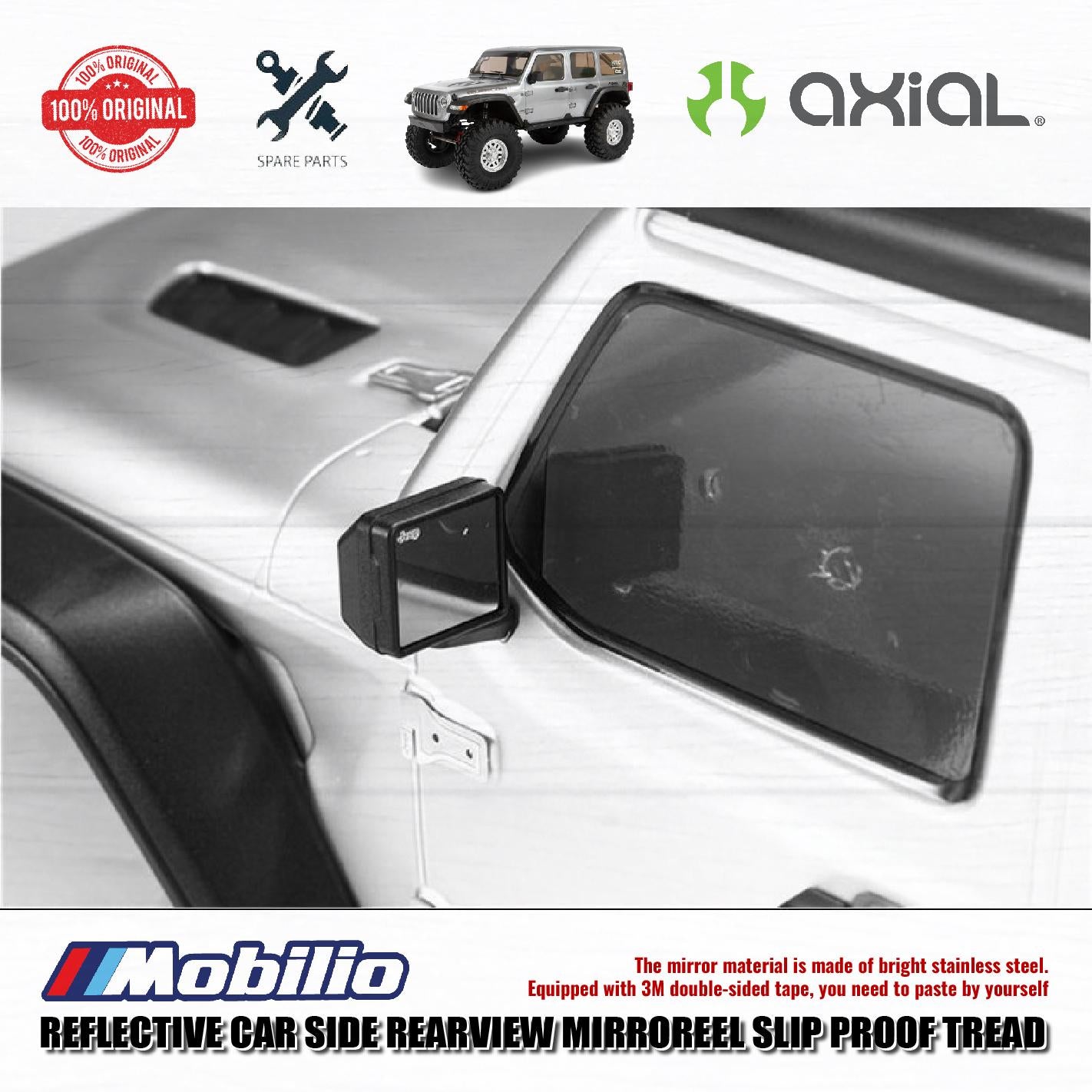 GPM Part #SCX3ZSP4 Metal Reflective Car Side Rearview Mirror for Axial SCX10 III Jeep Wrangler - 2 Pcs