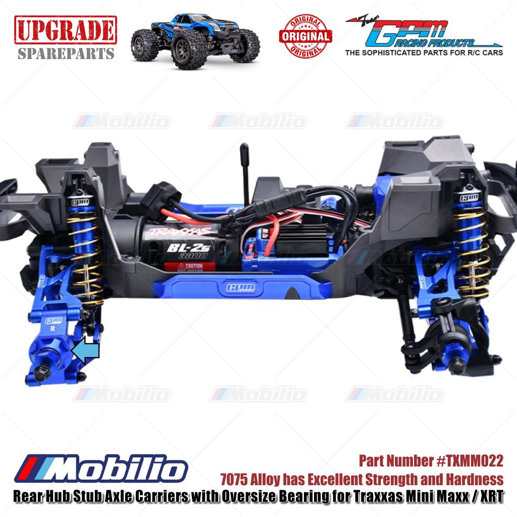 GPM Part #TXMM022 7075 Alloy Rear Hub Stub Axle Carriers with Oversize Bearing for Traxxas Mini Maxx / Mini XRT