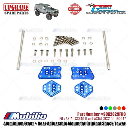 GPM Part #SCX2029FRO Aluminium Front Rear Adjustable Mount for Original Shock Tower Upgrade Axial SCX10 II Crawler Adventure