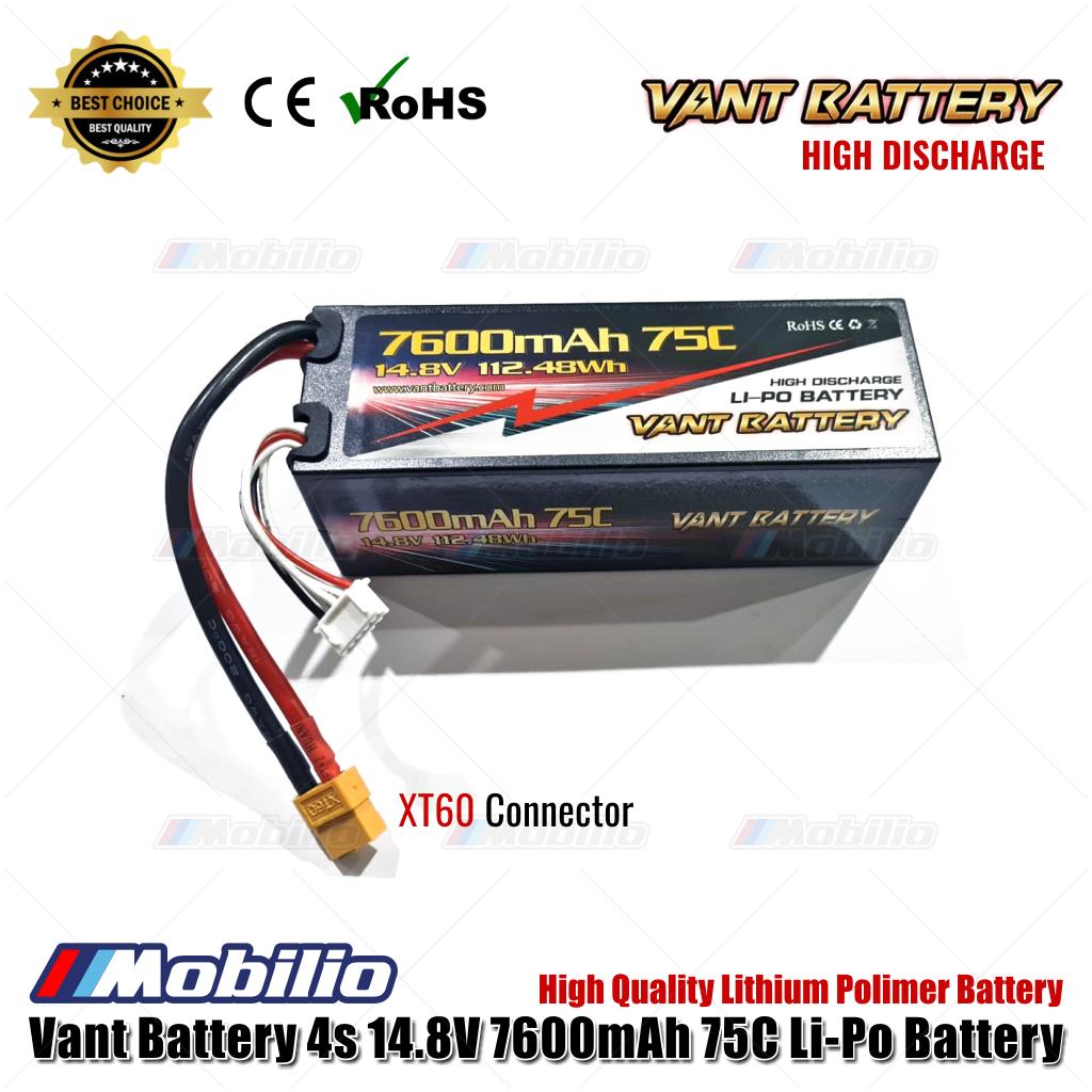 Vant Battery Lipo 4S 14.8V 7600 mAh 75C Baterai RC Lithium Polimer