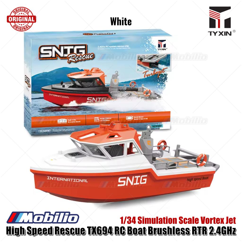 Perahu RC Penyelamat Berkecepatan Tinggi TX694 Brushless RTR 2.4GHz Skala Simulasi 1/34 Jet Vortex
