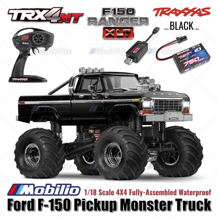 Traxxas 98044-1 TRX-4MT Ford F-150 Ranger XLT Pickup Monster Truck Bigfoot Skala 1/18 4X4 RTR Rakitan Lengkap Tahan Air TRX4MT Tanpa Klip
