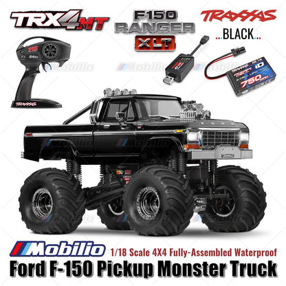Traxxas 98044-1 TRX-4MT Ford F-150 Ranger XLT Pickup Monster Truck Bigfoot Skala 1/18 4X4 RTR Rakitan Lengkap Tahan Air TRX4MT Tanpa Klip