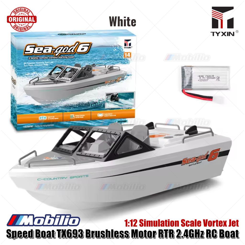 Perahu Cepat TX693 Motor Tanpa Sikat RTR Perahu RC 2.4GHz Skala Simulasi 1:12 Jet Vortex