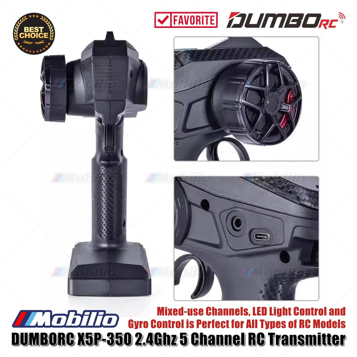 Dumborc X5 2.4Ghz 5 Channel RC Transmitter with Receiver P6F Waterproof Version Available for RC Car Boat Tank All Types of RC Models