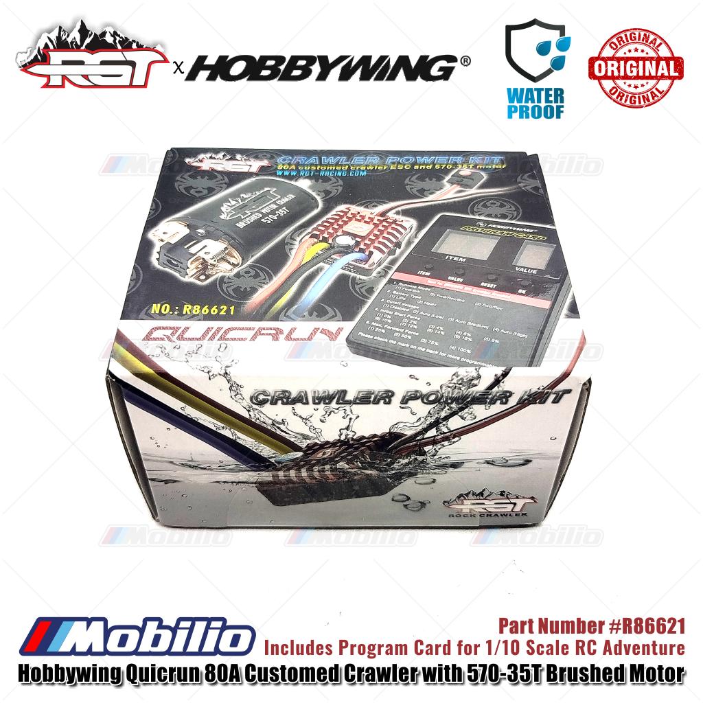RGT Part #R86621 Hobbywing Quicrun 80A Customed Crawler Power KIT dengan Kombo Motor Brushed 570-35T RC Elektronik 1/10 Petualangan