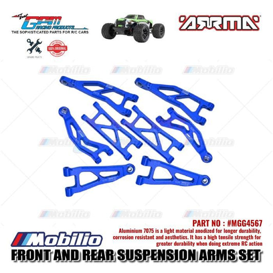 GPM Part #MGG4567 Metal Alloy Front And Rear Suspension Arms set RC Arrma Granite Grom Mega Monster Truck