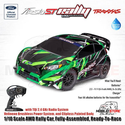 Traxxas 74276-4 Ford Fiesta ST Rally VXL Brushless 1/10 Scale AWD Rally Car RTR 60+ MPH dengan Velineon VXL-3s ESC dan TQi 2.4 GHz Radio System - Kontrol