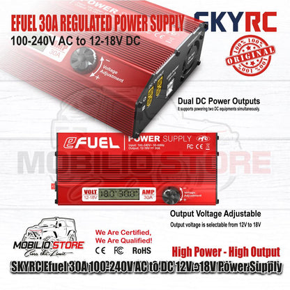 Adaptor Catu Daya DC SKYRC Efuel 540W 30A 12-18V 10A Sekring
