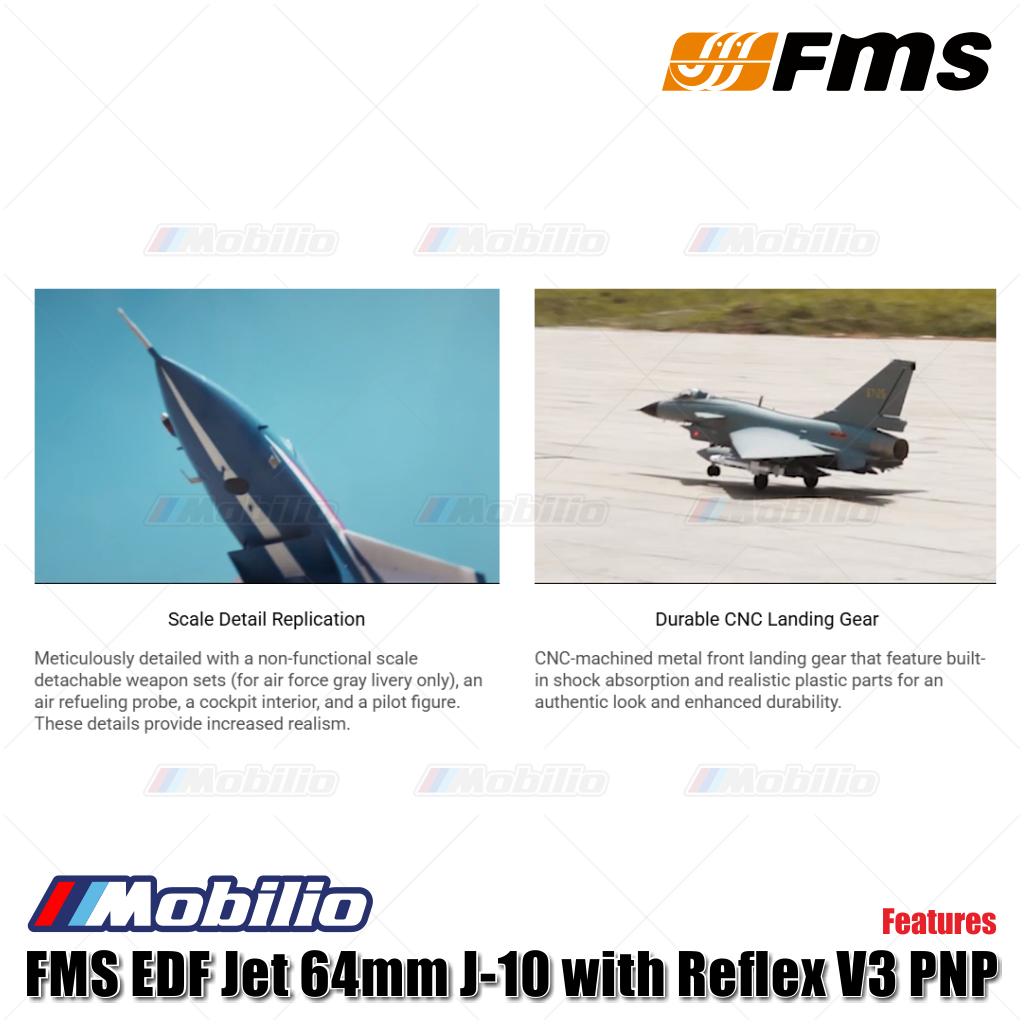 Jet FMS EDF 64mm J-10 dengan Reflex V3 PNP Vigorous Dragon RC Jets Aero Modelling