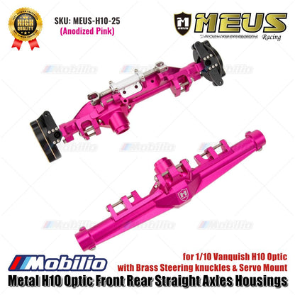 MEUS Racing Metal H10 Optic Front Rear Straight Axles Housings dengan Brass Steering Knuckles & Servo Mount MEUS-H10-25 untuk 1/10 Vanquish H10 Optic