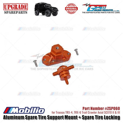 GPM Part #ZSP060 Aluminum Spare Tire Support Mount and Spare Tire Locking for 1/10 Crawlers RC Traxxas TRX4 Axial SCX10