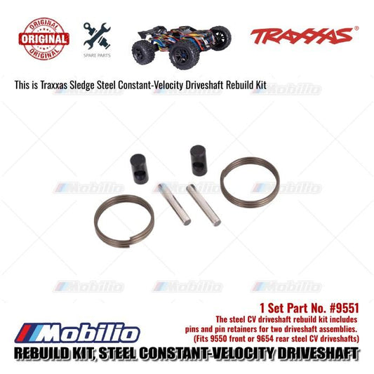 Traxxas Part #9551 The Steel CV Driveshaft Rebuild Kit Includes Pins and Pin Retainers for Two Driveshaft Assemblies for RC Sledge