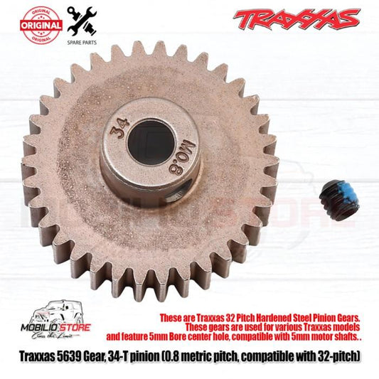 Traxxas Part #5639 34T Pinion 0.8 Metric Pitch Compatible with 32 Pitch